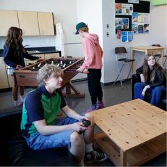 Youth playing games in the youth room